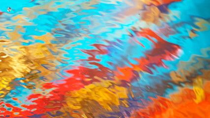 Fototapeta na wymiar Colored abstract splashing water surface background, top view shot.
