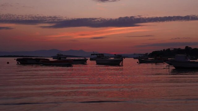 Beautiful sunset view and vivid colors in Waterfront Ildiri, Cesme, Izmir - TURKEY