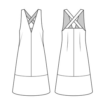 Fashion Technical Drawing Of Pinafore Dress