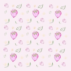 Pattern strawberries and flowers
