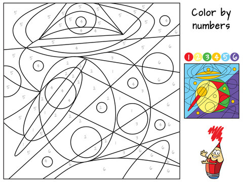 Drum. Color by numbers. Coloring book