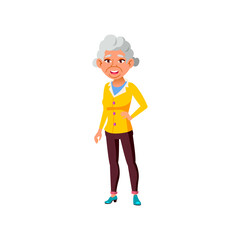cheerful old lady discussing with friends in retirement home cartoon vector. cheerful old lady discussing with friends in retirement home character. isolated flat cartoon illustration