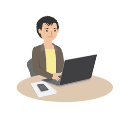 テレワークスタイルで仕事をしている男性