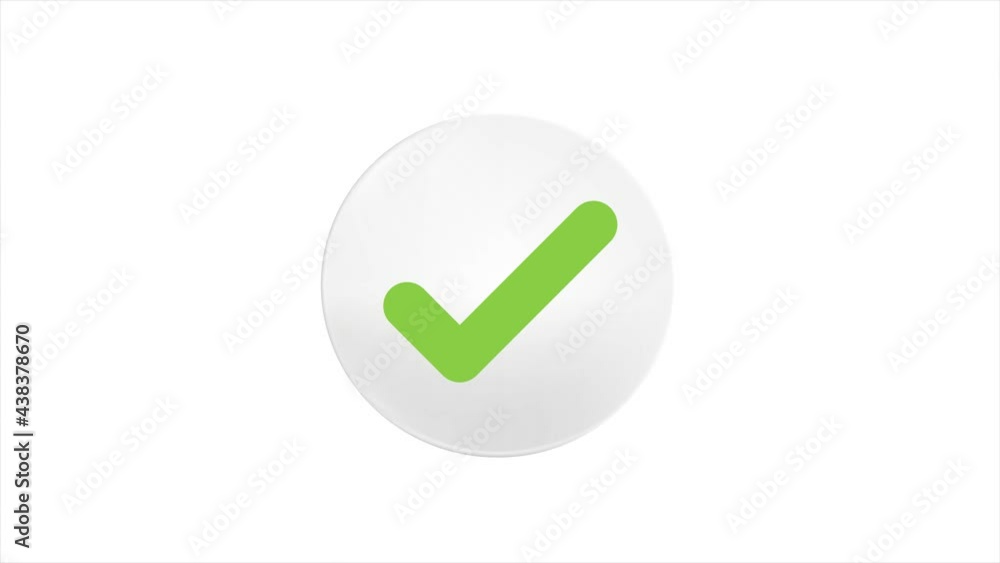Poster red check mark on white background. checkmark animated symbol sign. check list video icon. green tic
