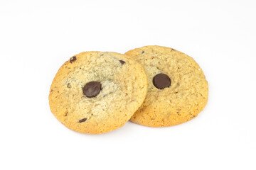 Chocolate Chip Cookies. Sweet chocolate cookies on white background. Part of set.