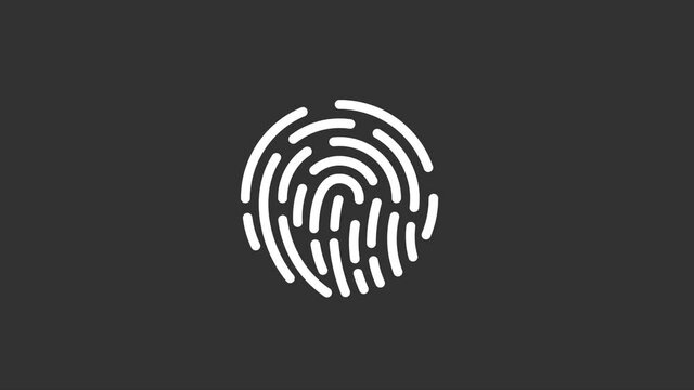 Touch ID video icon for mobile device design. Black background. Security icon.