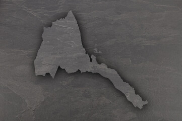 Karte von Eritrea auf dunklem Schiefer