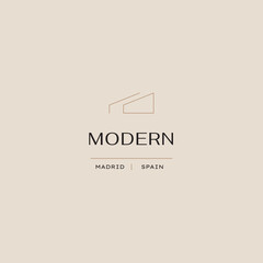 Hand drawn line art minimal vector logo design template. Boho style illustration of elegant signs and badges for beauty, natural cosmetics, wellness, creative agency, fashion, wedding.