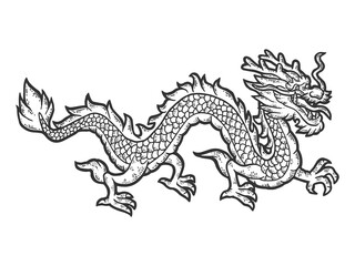 Chinese dragon. Sketch scratch board imitation color.