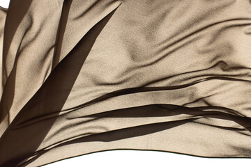 Smooth elegant colorful transparent cloth separated on white background. Texture of flying fabric.