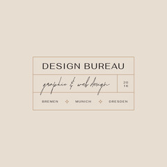 Hand drawn line art minimal vector logo design template. Boho style illustration of elegant signs and badges for beauty, natural cosmetics, wellness, creative agency, fashion, wedding.