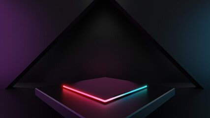 3d render of light pedestal steps isolated on dark background, abstract minimal concept, blank space, simple clean design