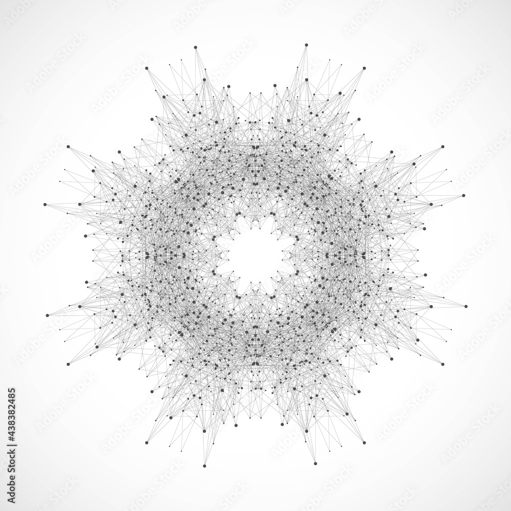 Fototapete Quantum computer technology concept. Deep learning artificial intelligence. Big data algorithms visualization for business, science, technology. Waves flow, illustration.