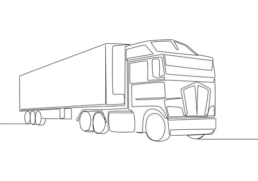 Outlined trucks, lorries with motion trails. Trucks or lorries with motion  trails in outline sketch style isolated on white | CanStock