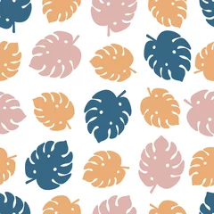 Meubelstickers Monstera Leaf tropical seamless pattern. Abstract summer texture. Design for fabric, wallpaper, textile and decor. © Alina