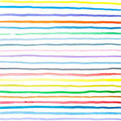 Abstract watercolor lines pattern background. Colorful watercolor painted brush strokes on white.