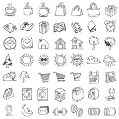 Activity Doodle vector icon set. Drawing sketch illustration hand drawn line eps10