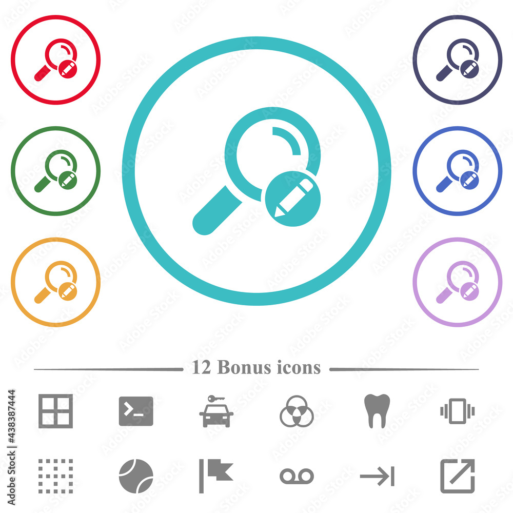 Poster edit search terms flat color icons in circle shape outlines