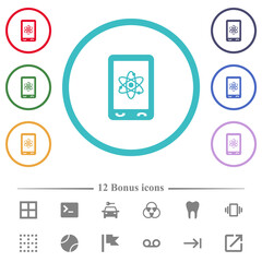 Mobile science flat color icons in circle shape outlines