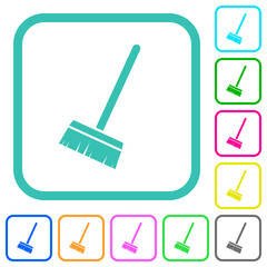 Household broom vivid colored flat icons