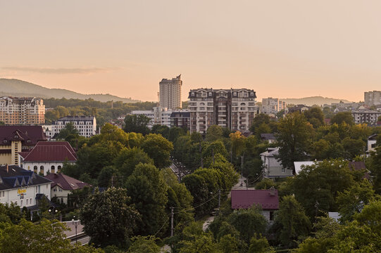 Landscape of Truskavets city. Resort city of Ukraine. 