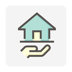 Fototapeta na wymiar Housing estate and agent or realtors vector icon. Include home or house building. That people is specialize in real estate, property, law i.e. development, owned, sale, rent, buy, investment. 48x48 px