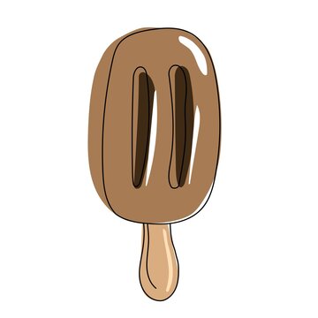 Ice cream in chocolate glaze on a stick. Vector image
