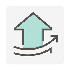 House price or value increase vector icon. Consist of home or house building,  growth graph. Rate of real estate or property for development, owned, sale, rent, buy, purchase or investment. 48x48 px.