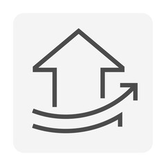 House price or value increase vector icon. Consist of home or house building,  growth graph. Rate of real estate or property for development, owned, sale, rent, buy, purchase or investment. 48x48 px.
