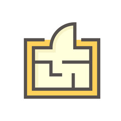 Floor plan or floorplan vector icon design in top view. That drawing consist of room, layout, door inside square house building. Architecture design by architect for  project, construction. 48x48 px.
