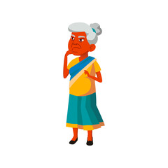 thoughtful old lady think about problem cartoon vector. thoughtful old lady think about problem character. isolated flat cartoon illustration