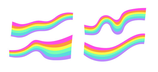 Vector Flat Illustration Rainbow. Cartoon Pride Colorful Drawing. LGBTQ Flag Support Icon Ribbon