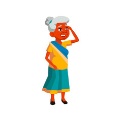old indian lady laughing from friend joke cartoon vector. old indian lady laughing from friend joke character. isolated flat cartoon illustration