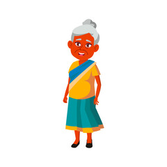 smiling aged indian lady on festival cartoon vector. smiling aged indian lady on festival character. isolated flat cartoon illustration