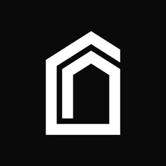 Abstract House Line Logo Concept. Monogram and Line Logotype. Suitable for Logo, Icon, Symbol, and Sign. Such as Property, Agency or Real Estate Logo