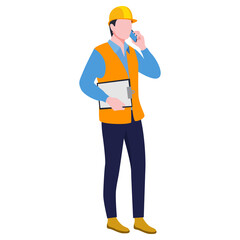 Construction architect engineer worker illustration.