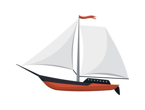 Yacht sailboat or sailing ship, sail boat marine. Cruise travel company.  icon