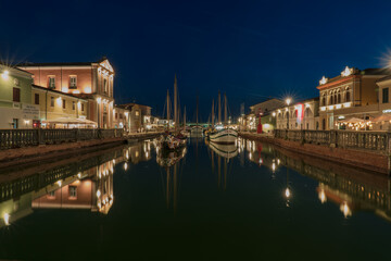 Fototapeta na wymiar The Porto Canale Leonardesco in Cesenatico