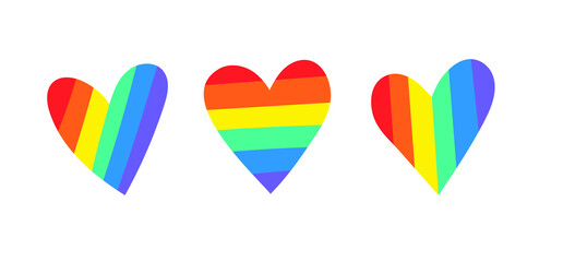 Vector Flat Illustration Rainbow. Cartoon Pride Colorful Drawing. LGBTQ Flag Support Icon Heart