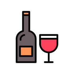 Wine icon Design Template. Illustration vector graphic. simple flat color line style icon isolated on white background. Perfect for your web site design, logo, symbols of restaurants, cafe