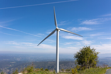 Windmills wind energy in the mountain
