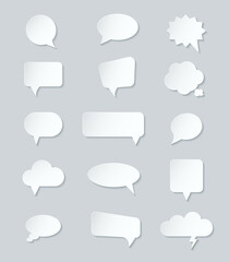 Collection of realistic paper speech bubble vector illustration.