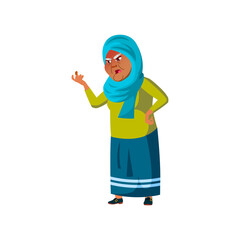 islamic grandmother shouting at grandchild in garden cartoon vector. islamic grandmother shouting at grandchild in garden character. isolated flat cartoon illustration