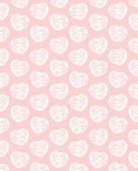 seamless pink pattern with white hearts 