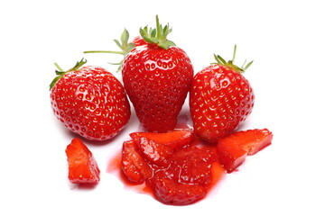 Fresh strawberries isolated on white background