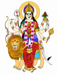 A beautiful illustration of indian gods and godesses - obrazy, fototapety, plakaty