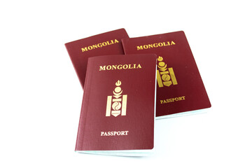 Mongolia passport isolated on white background