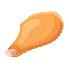 Chicken leg quater cartoon icon. Poultry cooked clipart. Roasted, baked goose, duck, turkey drumstick.