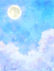 星空　満月　夜空