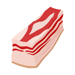 Lard, salo piece cartoon icon. Pork, pig fillet. Animal source high-fat food clipart. Ham, gammon.